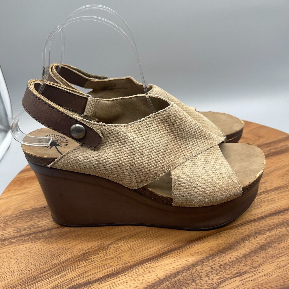OTBT Blue Hill Wedge Sandals Size 9 M Leather Platform Open Toe Tan Desert